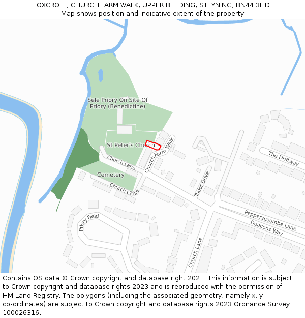 OXCROFT, CHURCH FARM WALK, UPPER BEEDING, STEYNING, BN44 3HD: Location map and indicative extent of plot