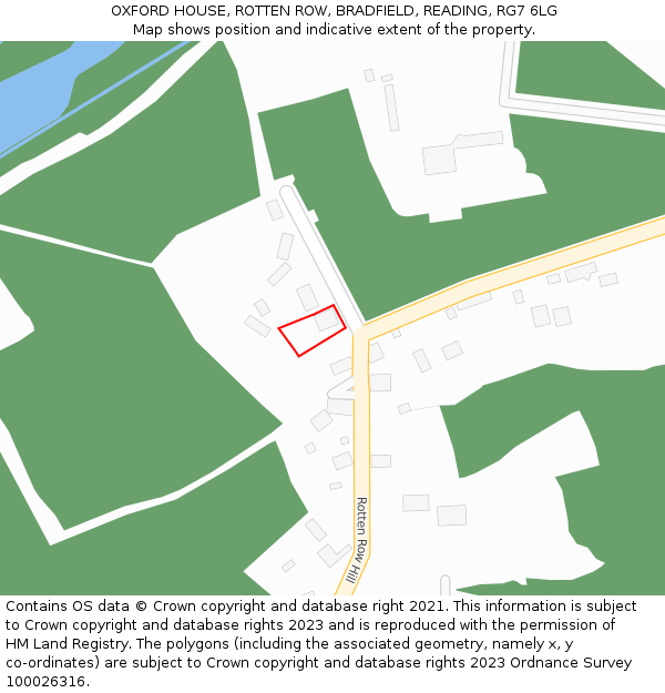 OXFORD HOUSE, ROTTEN ROW, BRADFIELD, READING, RG7 6LG: Location map and indicative extent of plot
