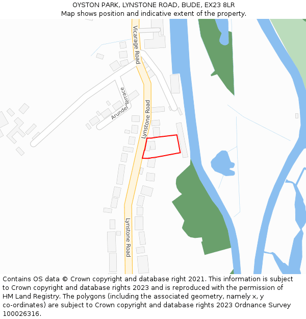 OYSTON PARK, LYNSTONE ROAD, BUDE, EX23 8LR: Location map and indicative extent of plot