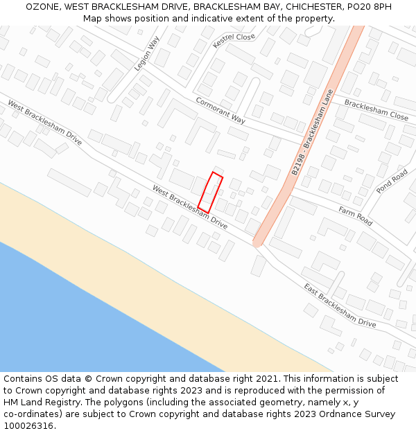 OZONE, WEST BRACKLESHAM DRIVE, BRACKLESHAM BAY, CHICHESTER, PO20 8PH: Location map and indicative extent of plot