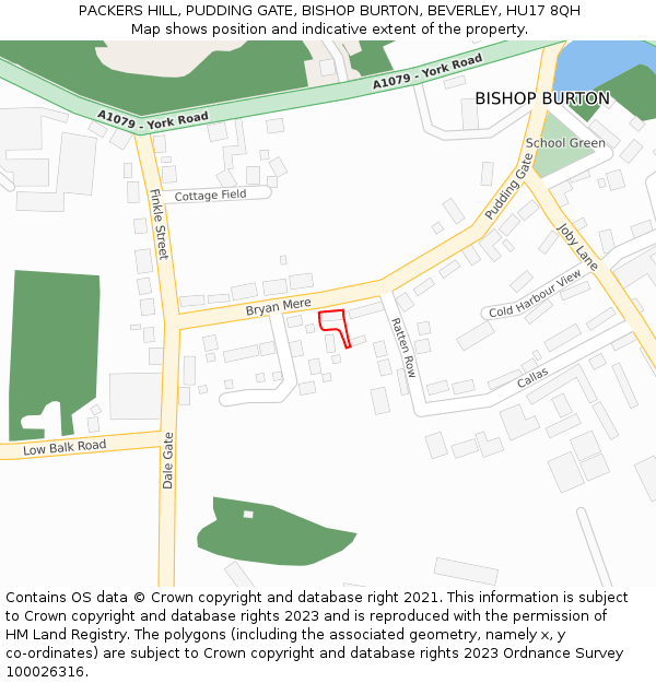 PACKERS HILL, PUDDING GATE, BISHOP BURTON, BEVERLEY, HU17 8QH: Location map and indicative extent of plot