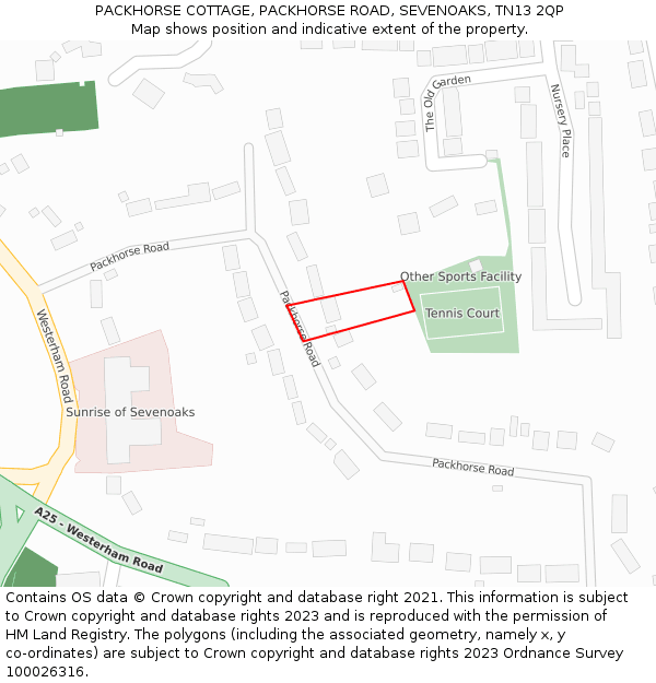 PACKHORSE COTTAGE, PACKHORSE ROAD, SEVENOAKS, TN13 2QP: Location map and indicative extent of plot