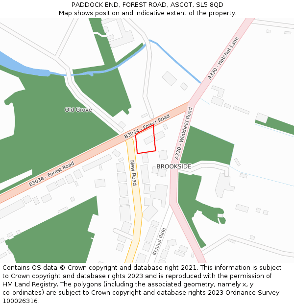 PADDOCK END, FOREST ROAD, ASCOT, SL5 8QD: Location map and indicative extent of plot