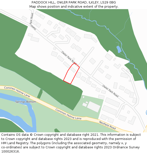 PADDOCK HILL, OWLER PARK ROAD, ILKLEY, LS29 0BG: Location map and indicative extent of plot