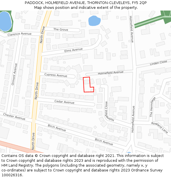 PADDOCK, HOLMEFIELD AVENUE, THORNTON-CLEVELEYS, FY5 2QP: Location map and indicative extent of plot