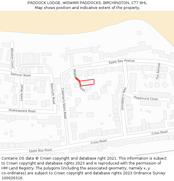 PADDOCK LODGE, WIGWAM PADDOCKS, BIRCHINGTON, CT7 9HL: Location map and indicative extent of plot