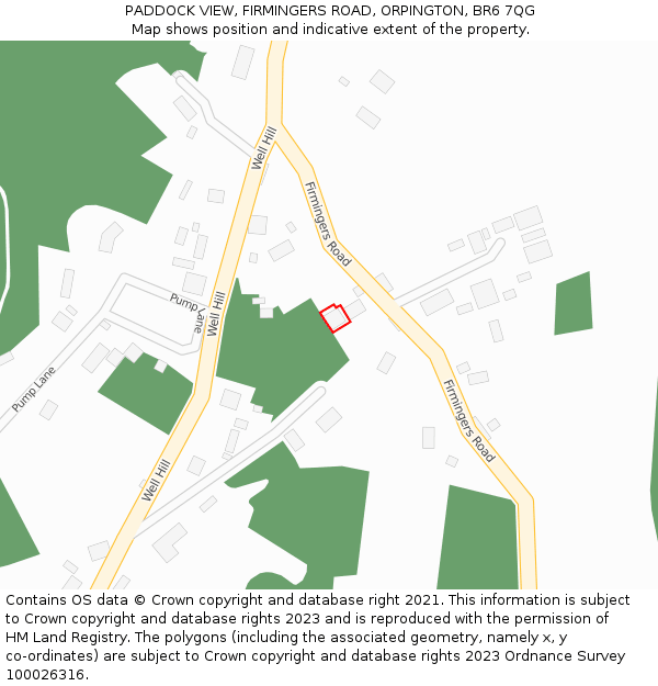 PADDOCK VIEW, FIRMINGERS ROAD, ORPINGTON, BR6 7QG: Location map and indicative extent of plot