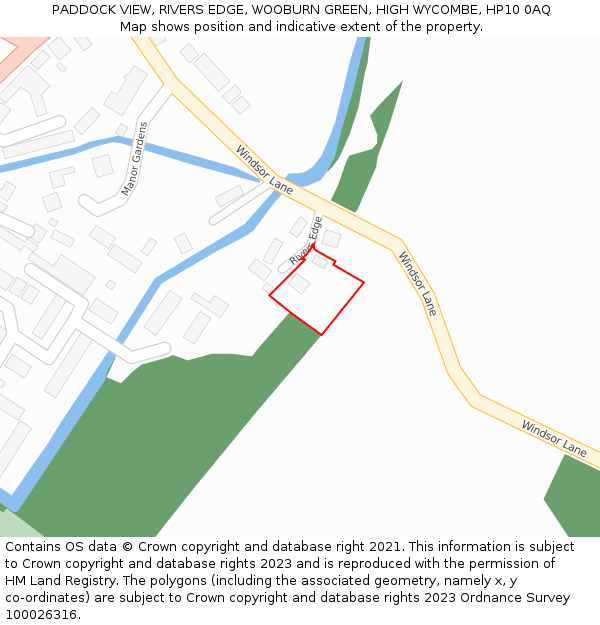 PADDOCK VIEW, RIVERS EDGE, WOOBURN GREEN, HIGH WYCOMBE, HP10 0AQ: Location map and indicative extent of plot