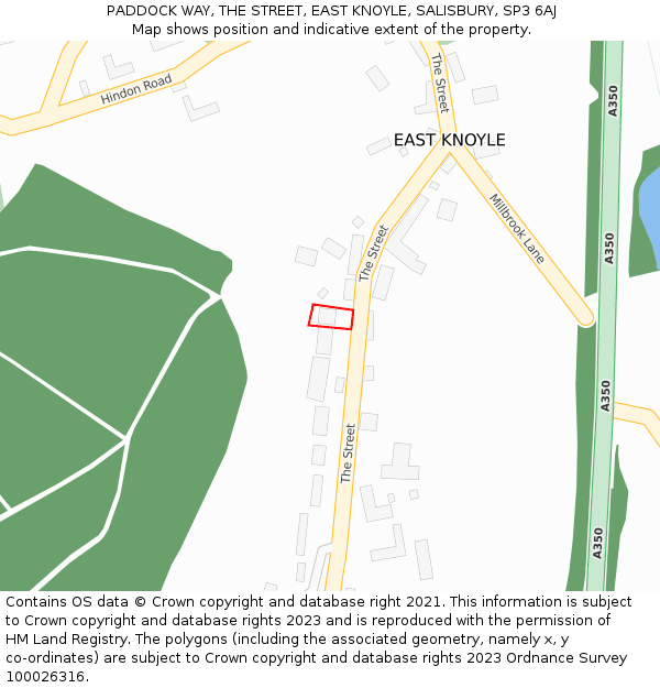 PADDOCK WAY, THE STREET, EAST KNOYLE, SALISBURY, SP3 6AJ: Location map and indicative extent of plot