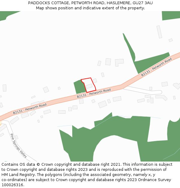 PADDOCKS COTTAGE, PETWORTH ROAD, HASLEMERE, GU27 3AU: Location map and indicative extent of plot