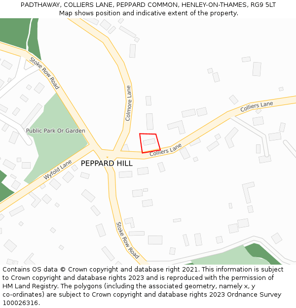 PADTHAWAY, COLLIERS LANE, PEPPARD COMMON, HENLEY-ON-THAMES, RG9 5LT: Location map and indicative extent of plot
