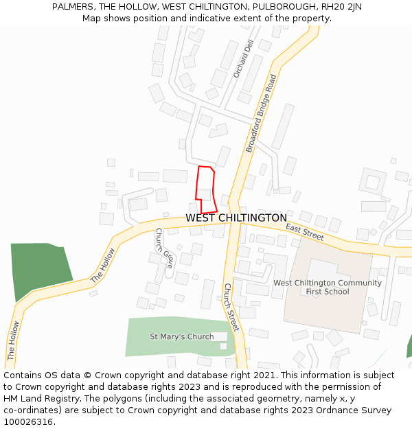 PALMERS, THE HOLLOW, WEST CHILTINGTON, PULBOROUGH, RH20 2JN: Location map and indicative extent of plot