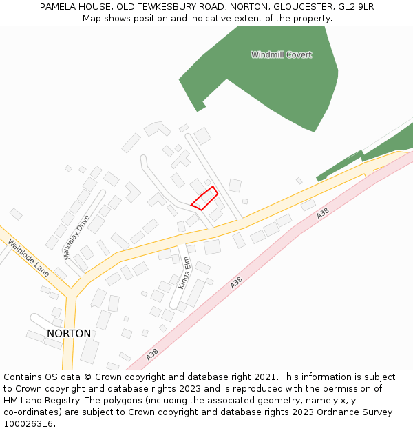 PAMELA HOUSE, OLD TEWKESBURY ROAD, NORTON, GLOUCESTER, GL2 9LR: Location map and indicative extent of plot