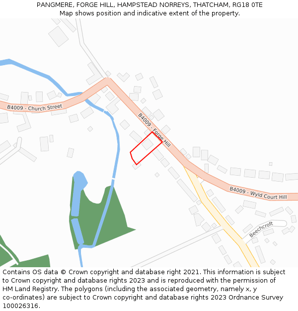 PANGMERE, FORGE HILL, HAMPSTEAD NORREYS, THATCHAM, RG18 0TE: Location map and indicative extent of plot
