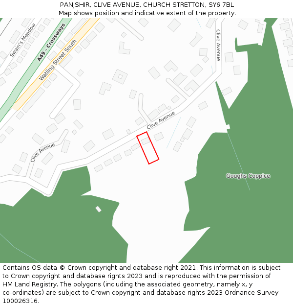 PANJSHIR, CLIVE AVENUE, CHURCH STRETTON, SY6 7BL: Location map and indicative extent of plot