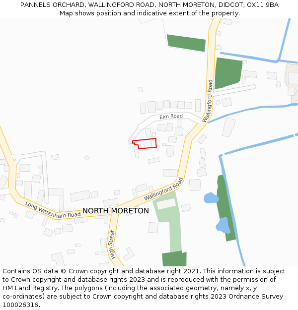 PANNELS ORCHARD, WALLINGFORD ROAD, NORTH MORETON, DIDCOT, OX11 9BA: Location map and indicative extent of plot