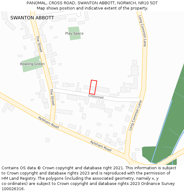 PANOMAL, CROSS ROAD, SWANTON ABBOTT, NORWICH, NR10 5DT: Location map and indicative extent of plot