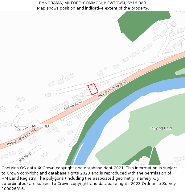 PANORAMA, MILFORD COMMON, NEWTOWN, SY16 3AR: Location map and indicative extent of plot