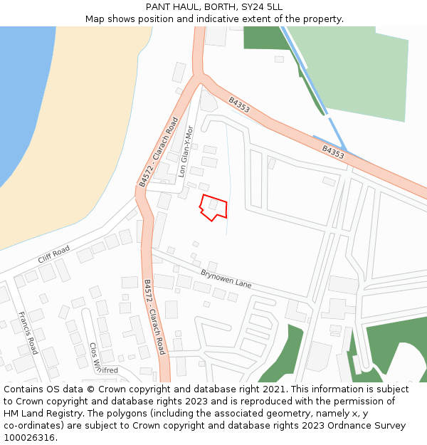 PANT HAUL, BORTH, SY24 5LL: Location map and indicative extent of plot
