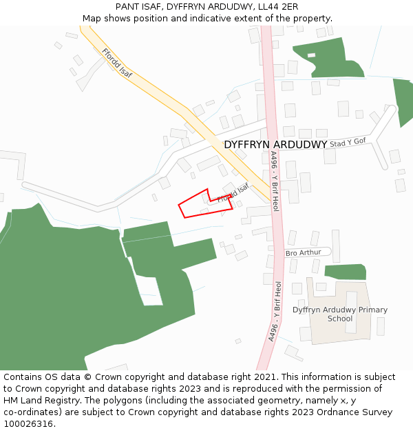 PANT ISAF, DYFFRYN ARDUDWY, LL44 2ER: Location map and indicative extent of plot