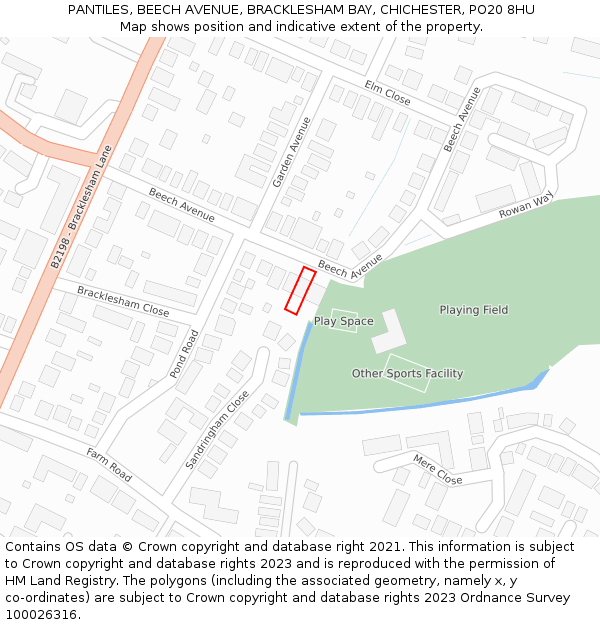 PANTILES, BEECH AVENUE, BRACKLESHAM BAY, CHICHESTER, PO20 8HU: Location map and indicative extent of plot