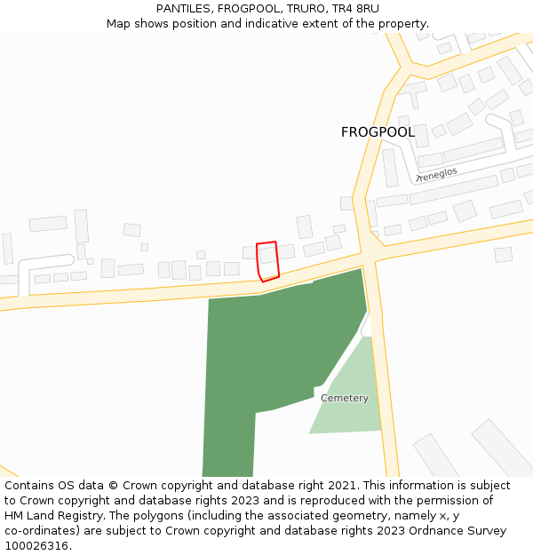 PANTILES, FROGPOOL, TRURO, TR4 8RU: Location map and indicative extent of plot