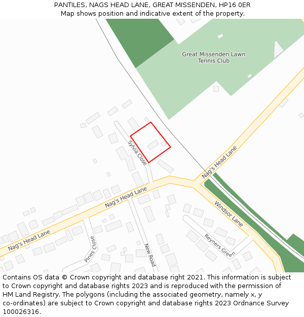 PANTILES, NAGS HEAD LANE, GREAT MISSENDEN, HP16 0ER: Location map and indicative extent of plot