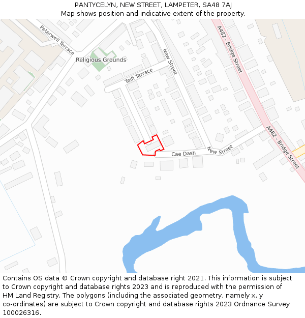 PANTYCELYN, NEW STREET, LAMPETER, SA48 7AJ: Location map and indicative extent of plot