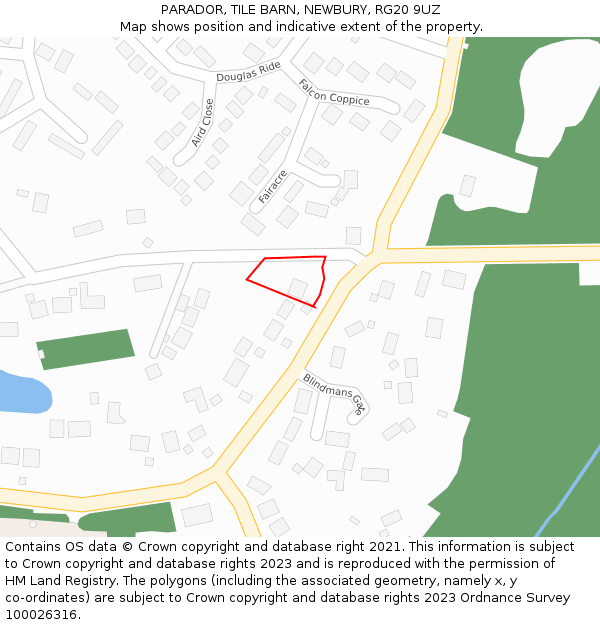 PARADOR, TILE BARN, NEWBURY, RG20 9UZ: Location map and indicative extent of plot