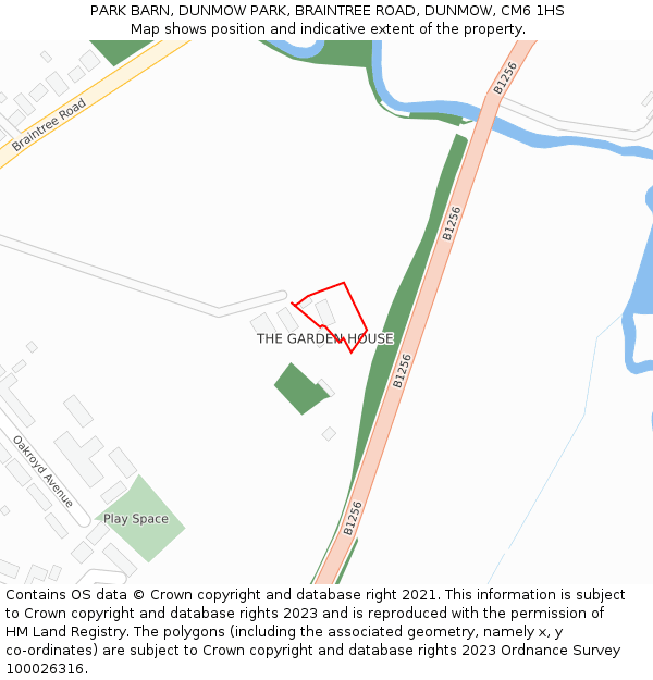 PARK BARN, DUNMOW PARK, BRAINTREE ROAD, DUNMOW, CM6 1HS: Location map and indicative extent of plot