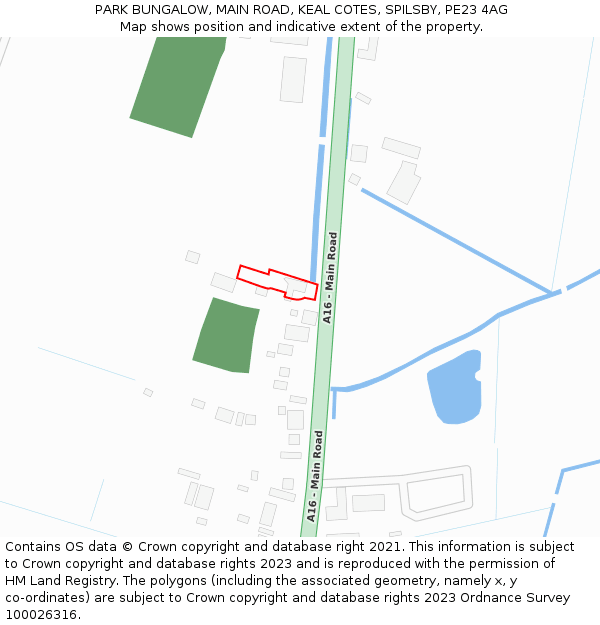 PARK BUNGALOW, MAIN ROAD, KEAL COTES, SPILSBY, PE23 4AG: Location map and indicative extent of plot