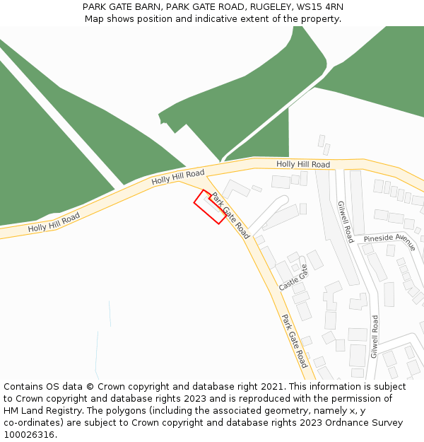 PARK GATE BARN, PARK GATE ROAD, RUGELEY, WS15 4RN: Location map and indicative extent of plot