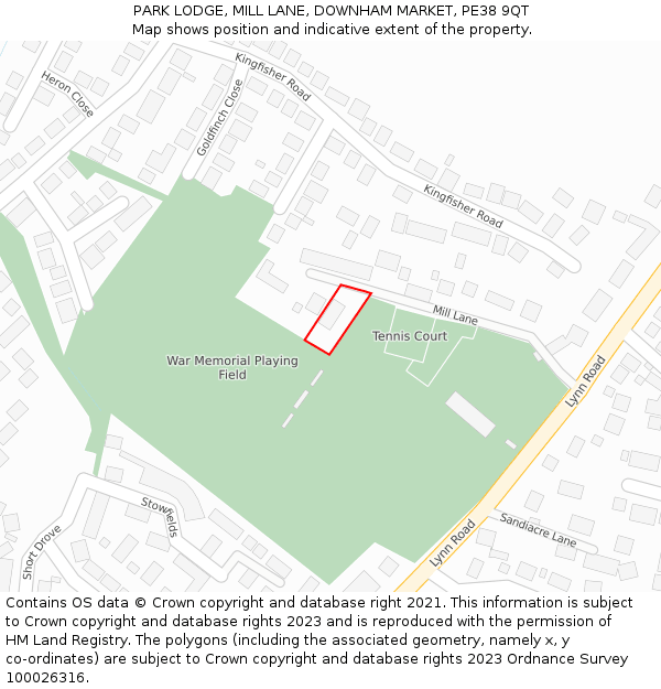 PARK LODGE, MILL LANE, DOWNHAM MARKET, PE38 9QT: Location map and indicative extent of plot