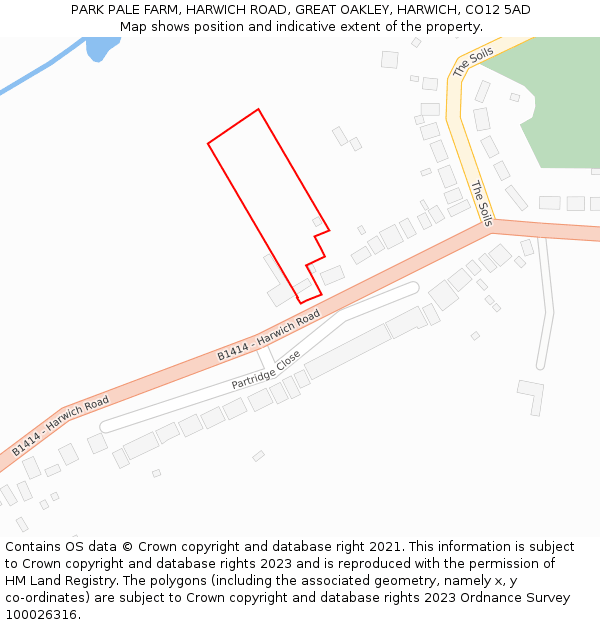 PARK PALE FARM, HARWICH ROAD, GREAT OAKLEY, HARWICH, CO12 5AD: Location map and indicative extent of plot