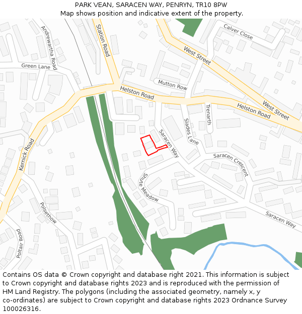 PARK VEAN, SARACEN WAY, PENRYN, TR10 8PW: Location map and indicative extent of plot