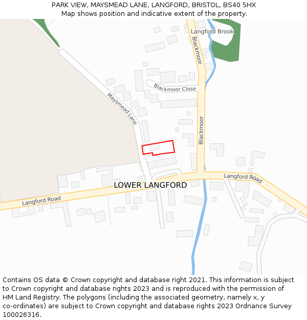 PARK VIEW, MAYSMEAD LANE, LANGFORD, BRISTOL, BS40 5HX: Location map and indicative extent of plot