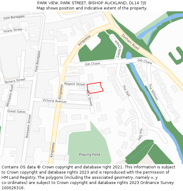 PARK VIEW, PARK STREET, BISHOP AUCKLAND, DL14 7JS: Location map and indicative extent of plot
