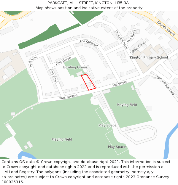 PARKGATE, MILL STREET, KINGTON, HR5 3AL: Location map and indicative extent of plot