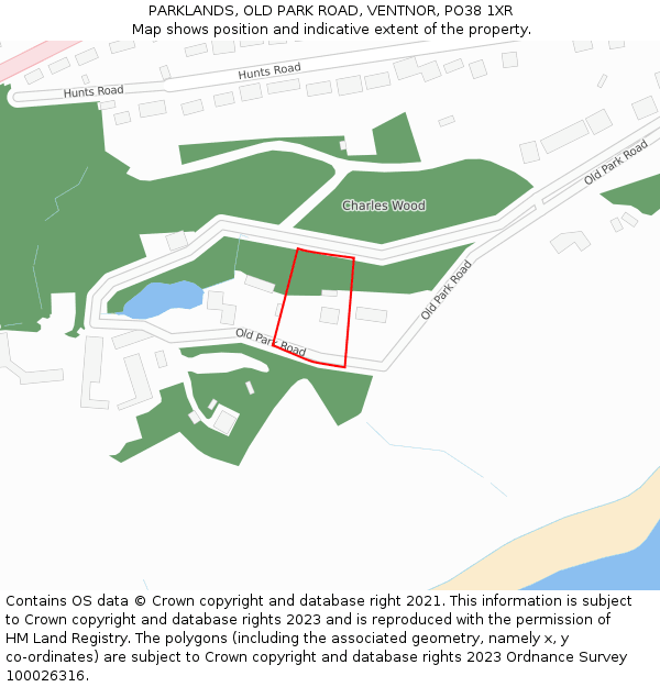 PARKLANDS, OLD PARK ROAD, VENTNOR, PO38 1XR: Location map and indicative extent of plot