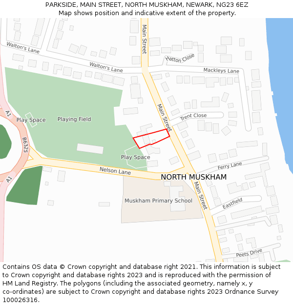 PARKSIDE, MAIN STREET, NORTH MUSKHAM, NEWARK, NG23 6EZ: Location map and indicative extent of plot