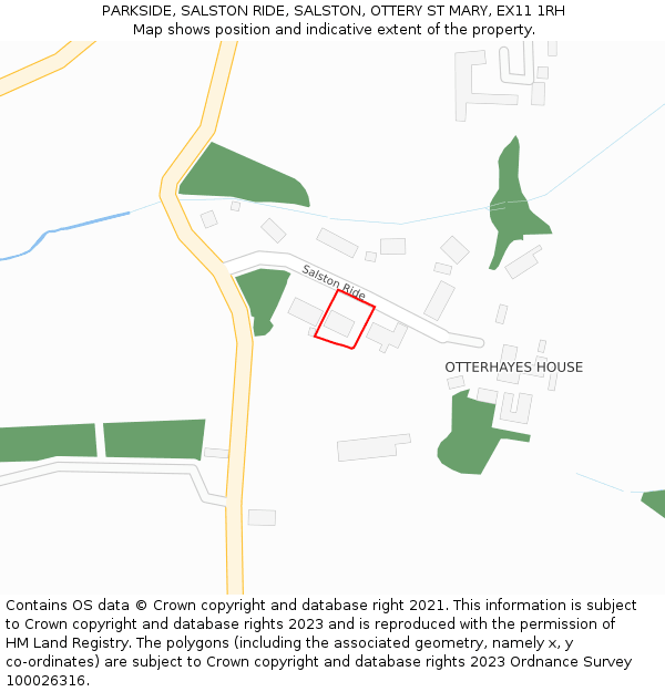 PARKSIDE, SALSTON RIDE, SALSTON, OTTERY ST MARY, EX11 1RH: Location map and indicative extent of plot