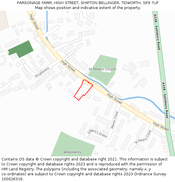 PARSONAGE FARM, HIGH STREET, SHIPTON BELLINGER, TIDWORTH, SP9 7UF: Location map and indicative extent of plot