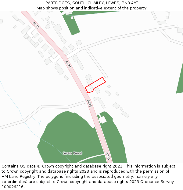 PARTRIDGES, SOUTH CHAILEY, LEWES, BN8 4AT: Location map and indicative extent of plot
