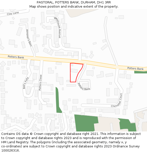 PASTORAL, POTTERS BANK, DURHAM, DH1 3RR: Location map and indicative extent of plot