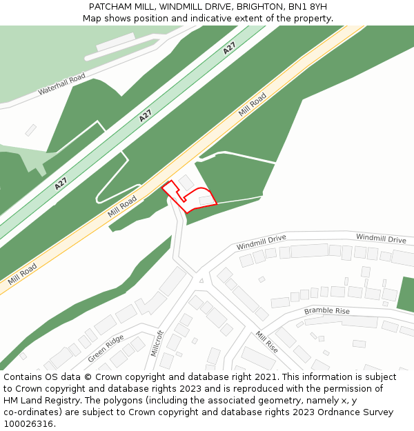PATCHAM MILL, WINDMILL DRIVE, BRIGHTON, BN1 8YH: Location map and indicative extent of plot
