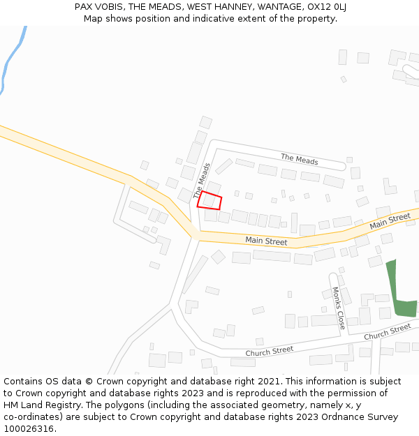 PAX VOBIS, THE MEADS, WEST HANNEY, WANTAGE, OX12 0LJ: Location map and indicative extent of plot