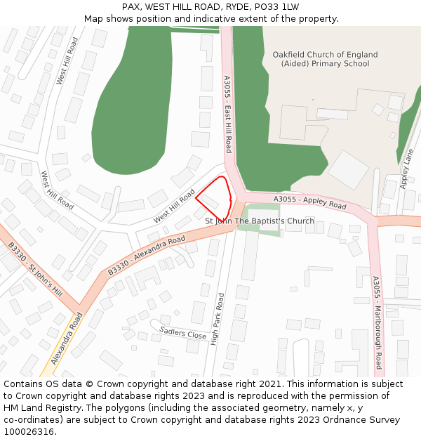 PAX, WEST HILL ROAD, RYDE, PO33 1LW: Location map and indicative extent of plot