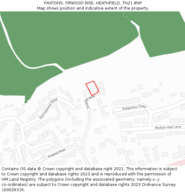 PAXTONS, FIRWOOD RISE, HEATHFIELD, TN21 8NP: Location map and indicative extent of plot