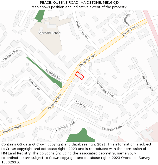 PEACE, QUEENS ROAD, MAIDSTONE, ME16 0JD: Location map and indicative extent of plot