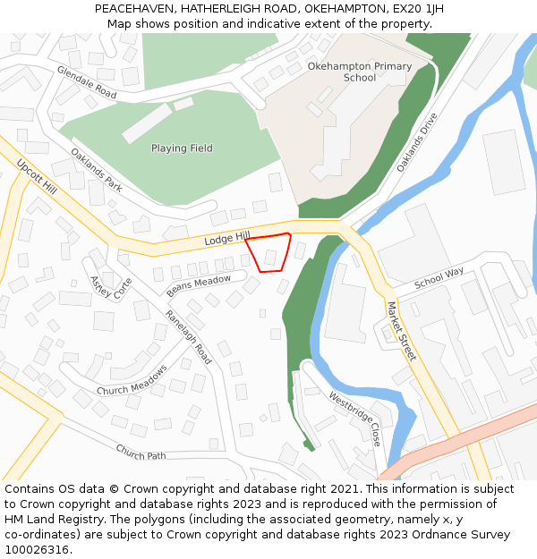 PEACEHAVEN, HATHERLEIGH ROAD, OKEHAMPTON, EX20 1JH: Location map and indicative extent of plot